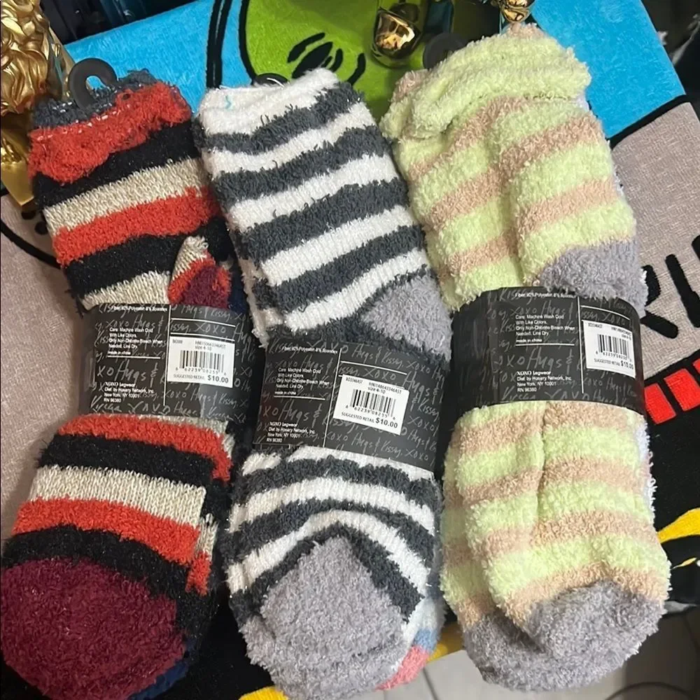 XOXO Blue and Pink Casual Socks Plush Comfort combo socks  3 PACKS OF 3 Pairs